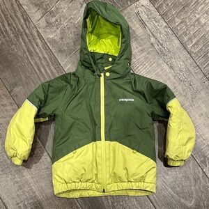 Patagonia Toddler Two-Tone Hooded Jacket in Green Hood 3T